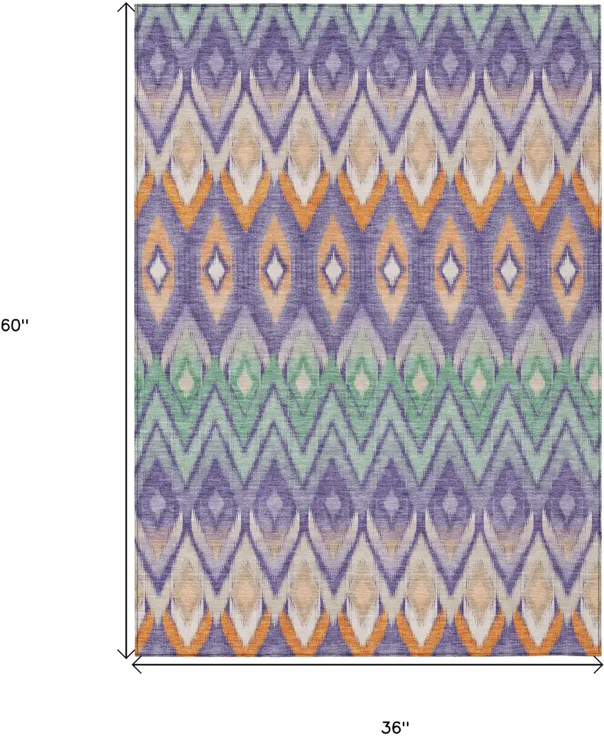 Purple Lilac And Orange Southwestern Washable Indoor Outdoor Area Rug Photo 3