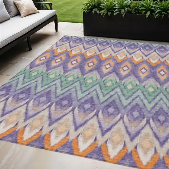 Purple Lilac And Orange Southwestern Washable Indoor Outdoor Area Rug Photo 1