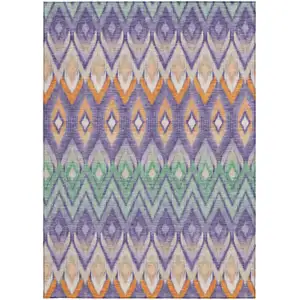 Photo of Purple Lilac And Orange Southwestern Washable Indoor Outdoor Area Rug