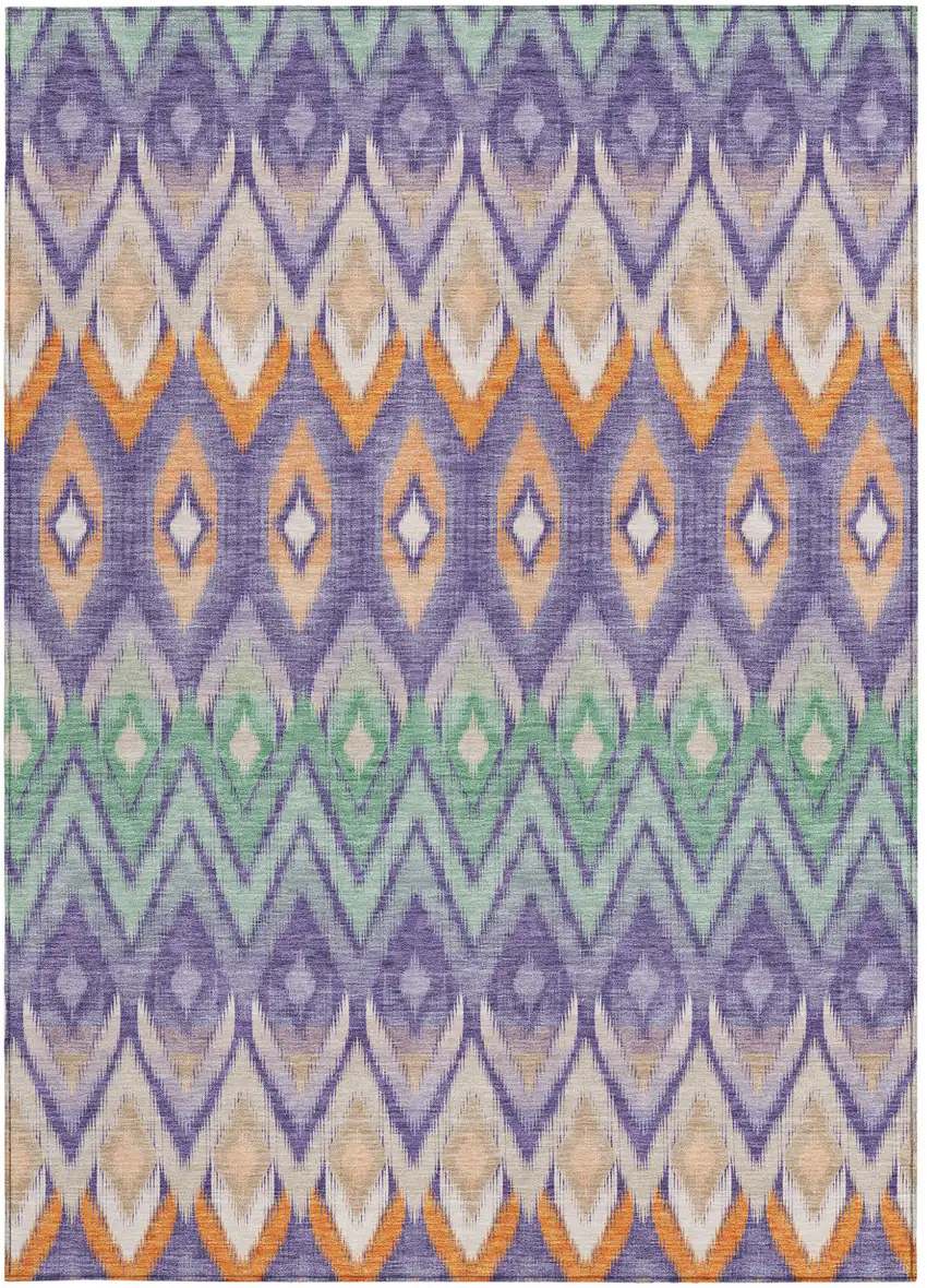 Purple Lilac And Orange Southwestern Washable Indoor Outdoor Area Rug Photo 6