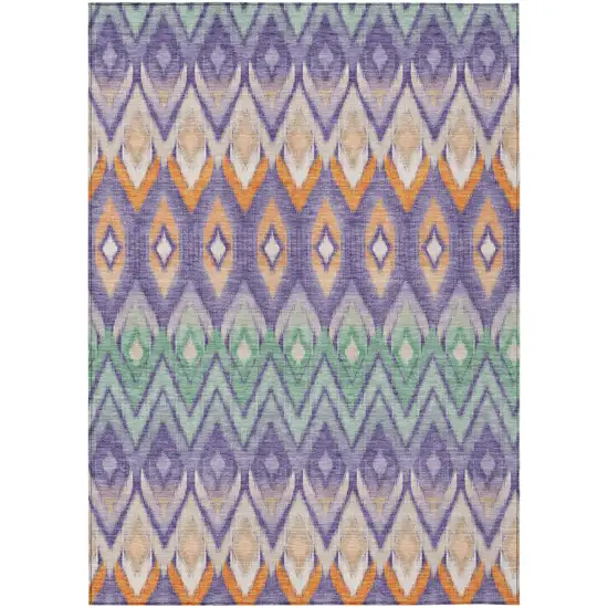 Purple Lilac And Orange Southwestern Washable Indoor Outdoor Area Rug Photo 2