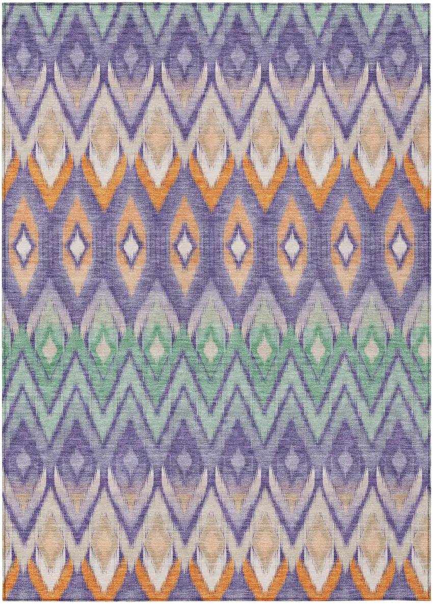 Purple Lilac And Orange Southwestern Washable Indoor Outdoor Area Rug Photo 2