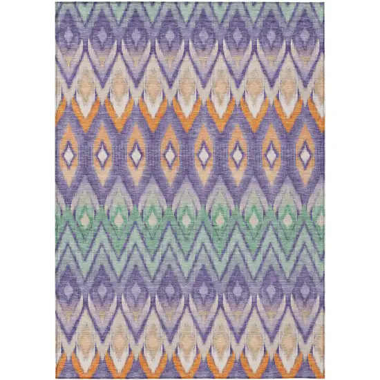 Purple Lilac And Orange Southwestern Washable Indoor Outdoor Area Rug Photo 2