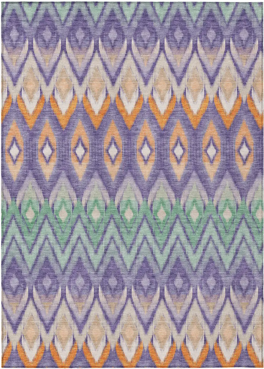 Purple Lilac And Orange Southwestern Washable Indoor Outdoor Area Rug Photo 2