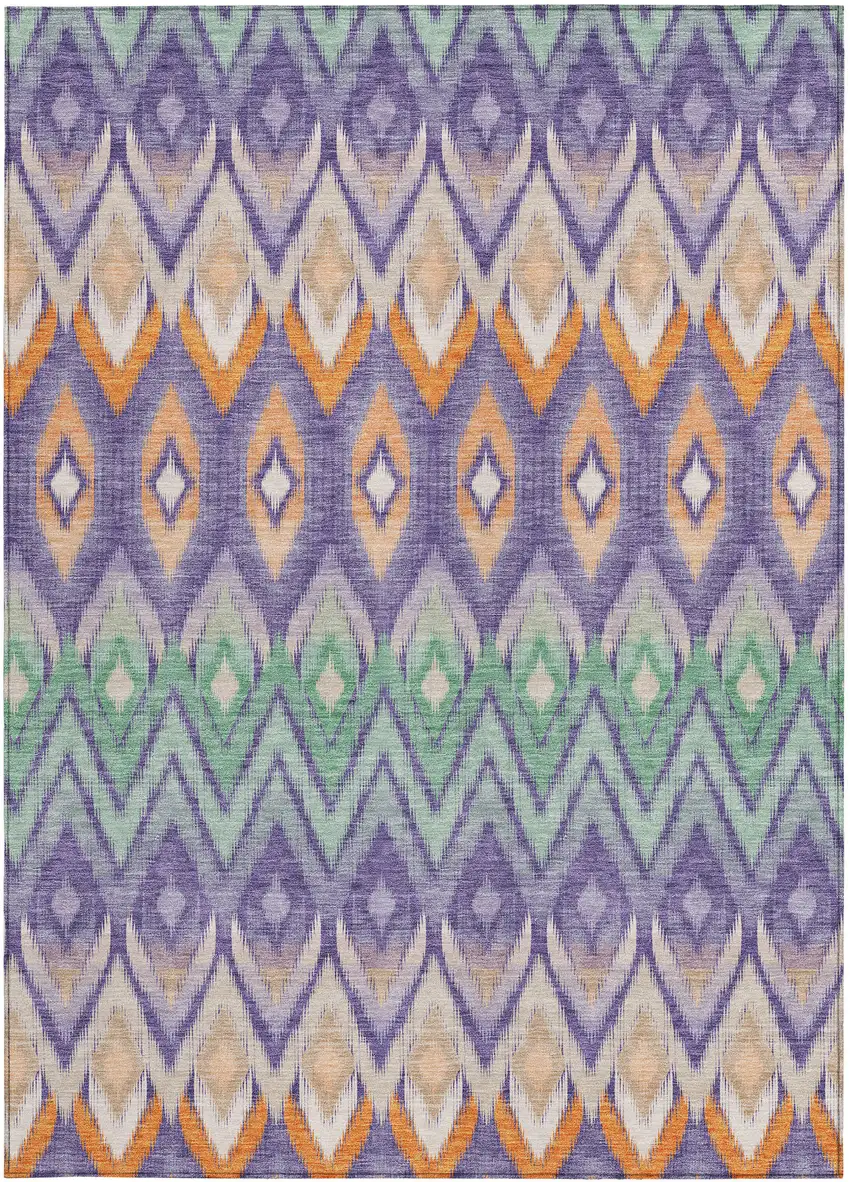 Purple Lilac And Orange Southwestern Washable Indoor Outdoor Area Rug Photo 6