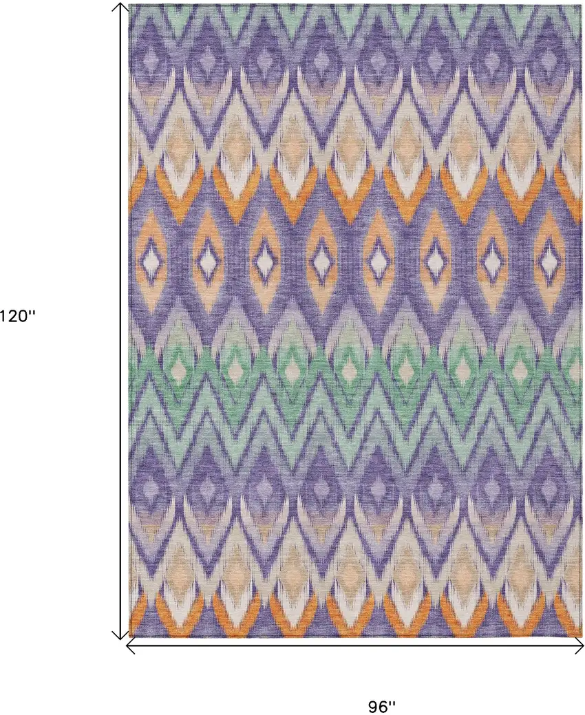 Purple Lilac And Orange Southwestern Washable Indoor Outdoor Area Rug Photo 3