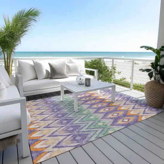 Purple Lilac And Orange Southwestern Washable Indoor Outdoor Area Rug Photo 7