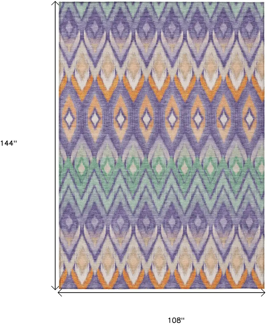 Purple Lilac And Orange Southwestern Washable Indoor Outdoor Area Rug Photo 3