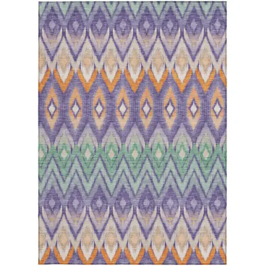 Purple Lilac And Orange Southwestern Washable Indoor Outdoor Area Rug Photo 6