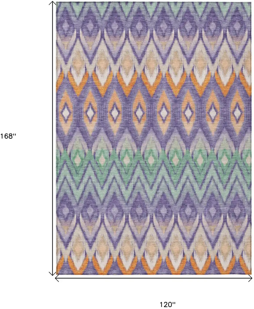 Purple Lilac And Orange Southwestern Washable Indoor Outdoor Area Rug Photo 3