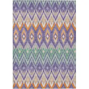 Photo of Purple Lilac And Orange Southwestern Washable Indoor Outdoor Area Rug