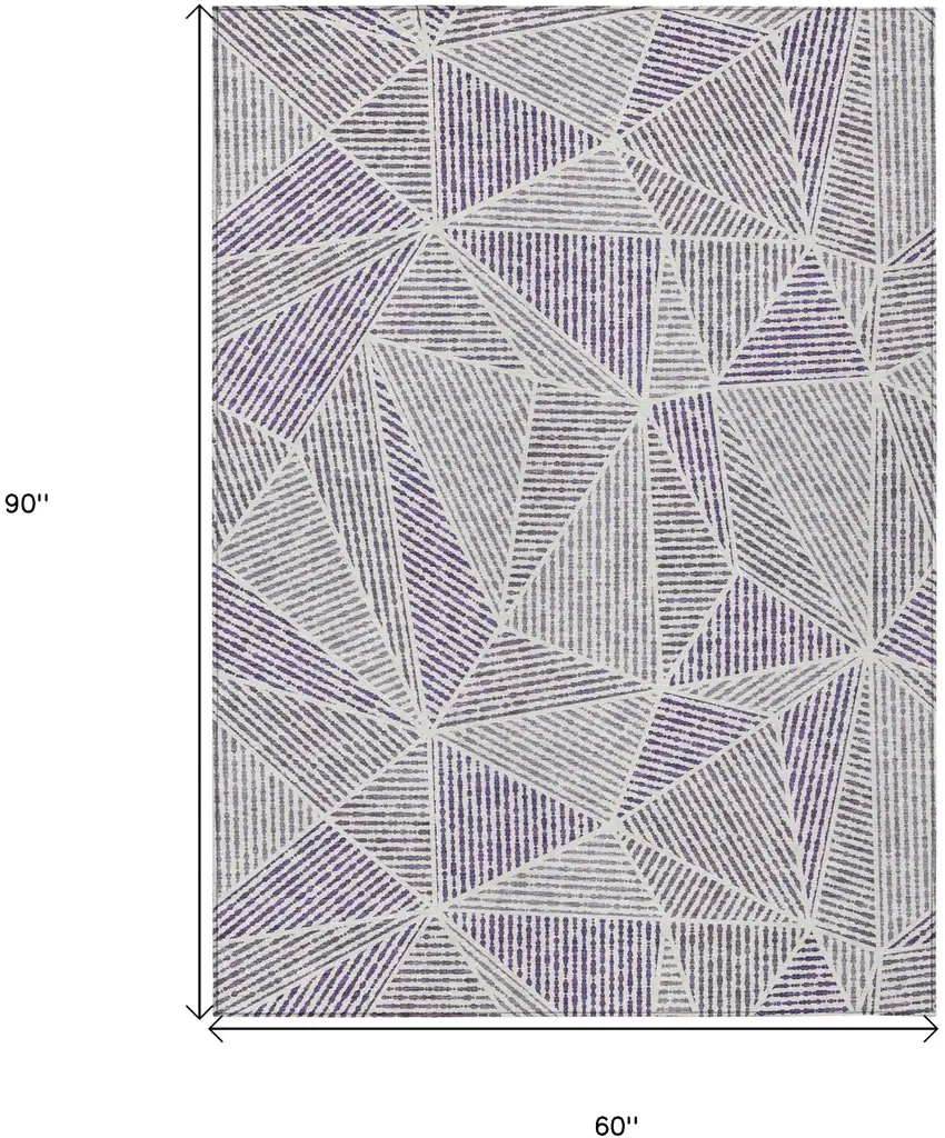 Purple Lilac And Silver Geometric Washable Indoor Outdoor Area Rug Photo 3