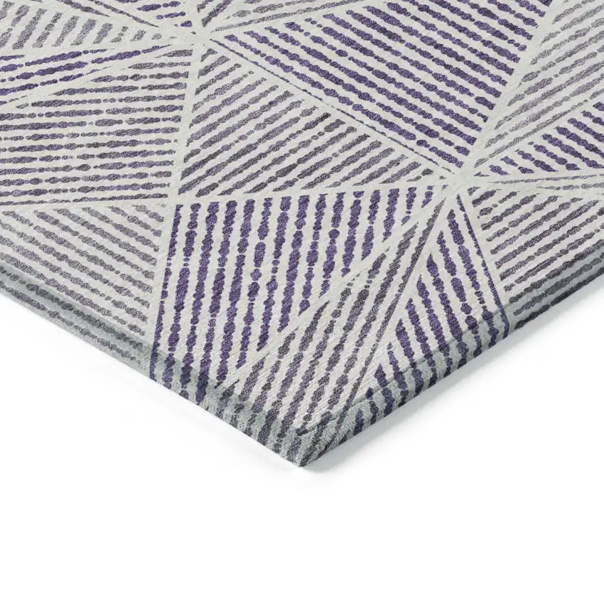 Purple Lilac And Silver Geometric Washable Indoor Outdoor Area Rug Photo 4