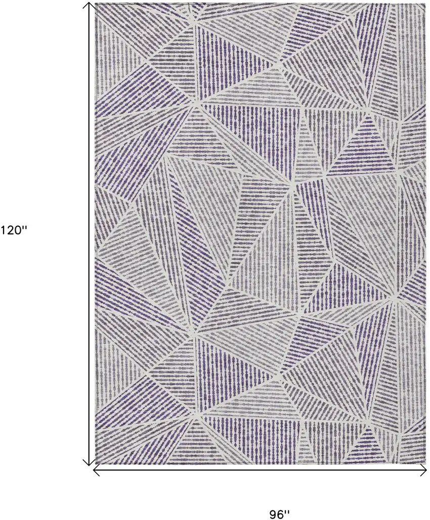 Purple Lilac And Silver Geometric Washable Indoor Outdoor Area Rug Photo 3