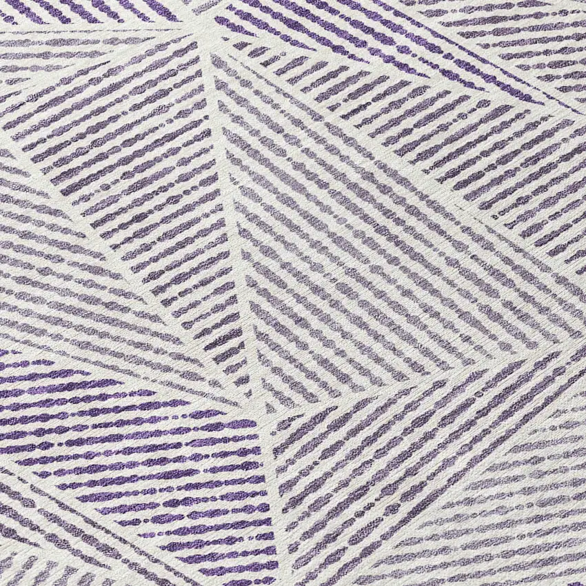 Purple Lilac And Silver Geometric Washable Indoor Outdoor Area Rug Photo 6
