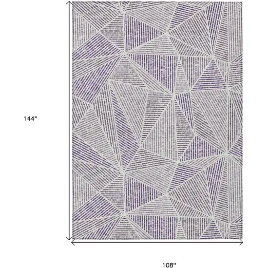 Purple Lilac And Silver Geometric Washable Indoor Outdoor Area Rug Photo 3