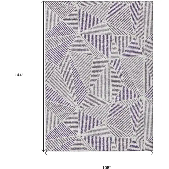 Purple Lilac And Silver Geometric Washable Indoor Outdoor Area Rug Photo 3