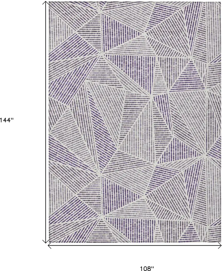 Purple Lilac And Silver Geometric Washable Indoor Outdoor Area Rug Photo 3