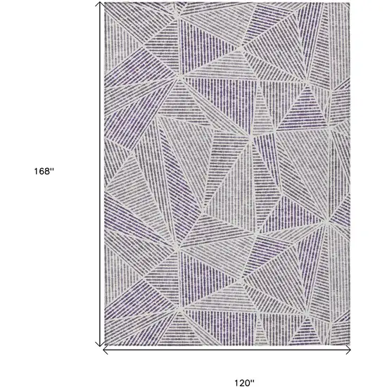 Purple Lilac And Silver Geometric Washable Indoor Outdoor Area Rug Photo 3