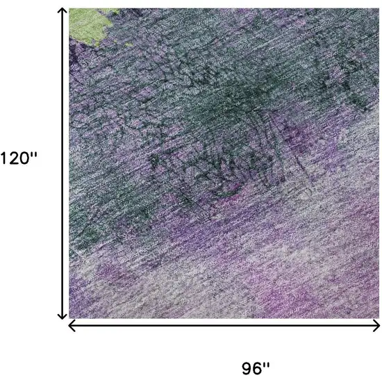 Purple Lime Green And Teal Abstract Washable Area Rug With UV Protection Photo 9