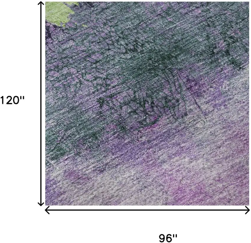Purple Lime Green And Teal Abstract Washable Area Rug With UV Protection Photo 9
