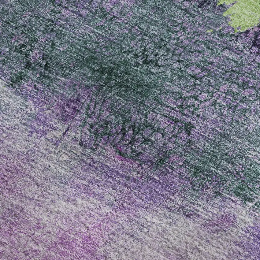 Purple Lime Green And Teal Abstract Washable Area Rug With UV Protection Photo 3