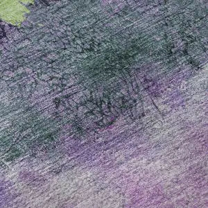 Photo of Purple Lime Green And Teal Abstract Washable Area Rug With UV Protection