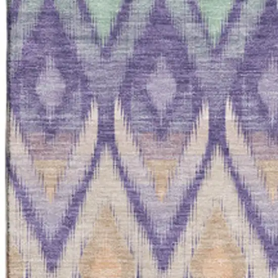 Purple Mint Green And Beige Southwestern Washable Area Rug With UV Protection Photo 5