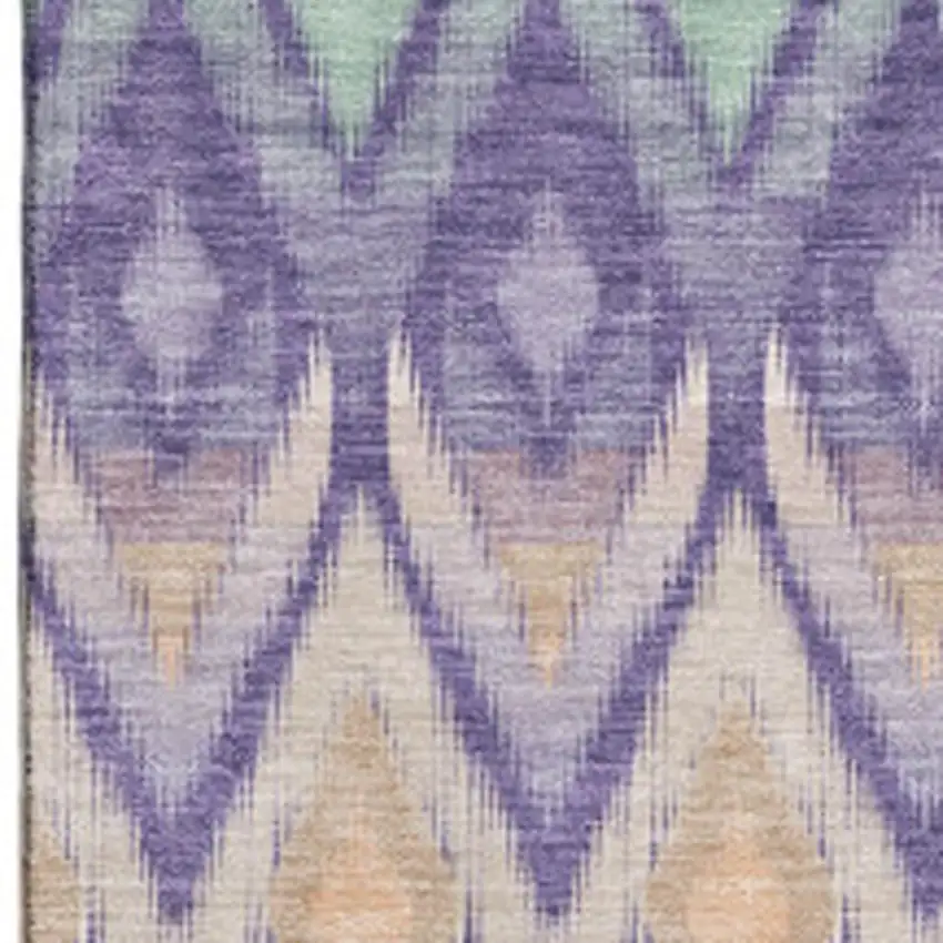 Purple Mint Green And Beige Southwestern Washable Area Rug With UV Protection Photo 5
