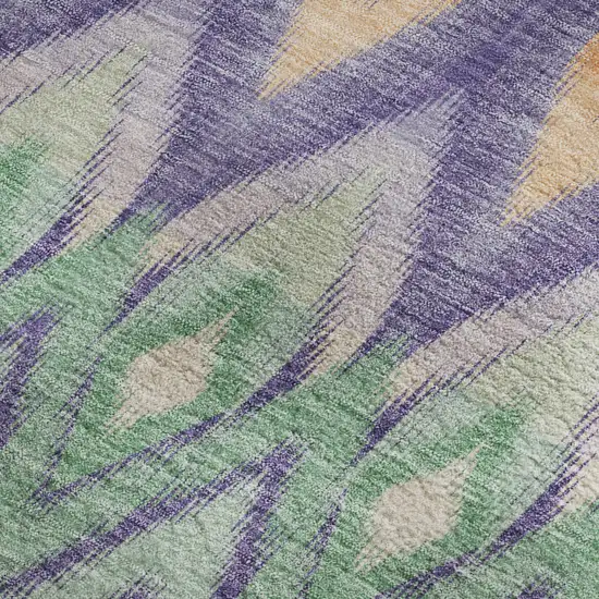 Purple Mint Green And Beige Southwestern Washable Area Rug With UV Protection Photo 4