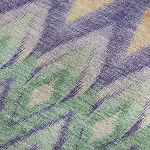 Photo of Purple Mint Green And Beige Southwestern Washable Area Rug With UV Protection