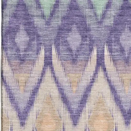 Purple Mint Green And Beige Southwestern Washable Area Rug With UV Protection Photo 3