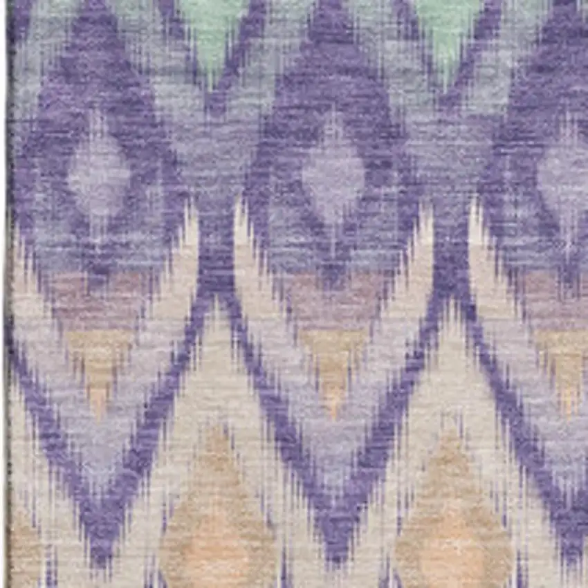 Purple Mint Green And Beige Southwestern Washable Area Rug With UV Protection Photo 3