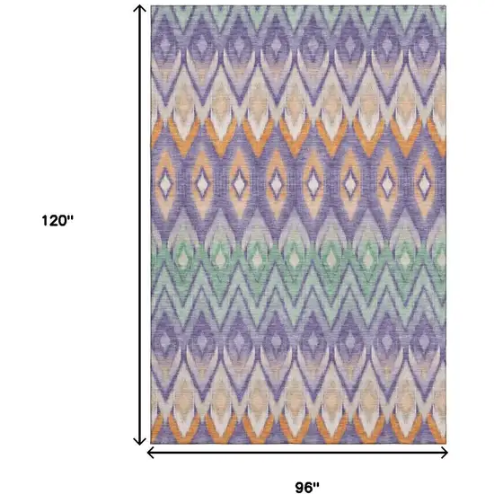 Purple Mint Green And Beige Southwestern Washable Area Rug With UV Protection Photo 7