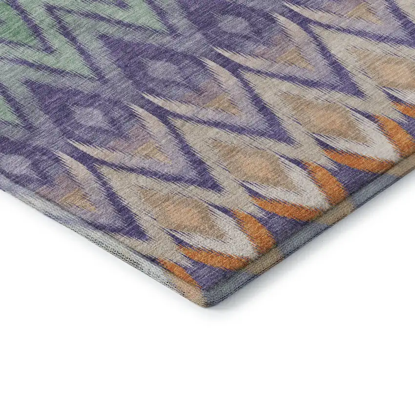 Purple Mint Green And Beige Southwestern Washable Area Rug With UV Protection Photo 9