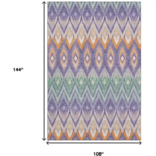 Purple Mint Green And Beige Southwestern Washable Area Rug With UV Protection Photo 9