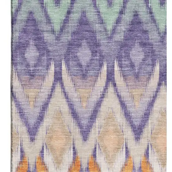 Purple Mint Green And Beige Southwestern Washable Area Rug With UV Protection Photo 6
