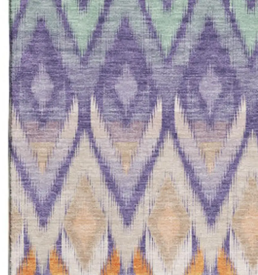 Purple Mint Green And Beige Southwestern Washable Area Rug With UV Protection Photo 6