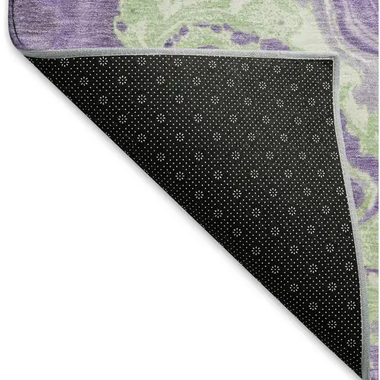 Purple Mint Green And Ivory Abstract Washable Area Rug With UV Protection Photo 6