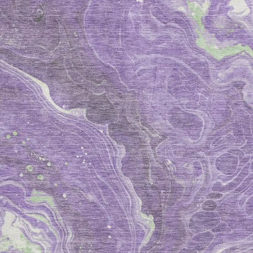Purple Mint Green And Ivory Abstract Washable Area Rug With UV Protection Photo 2