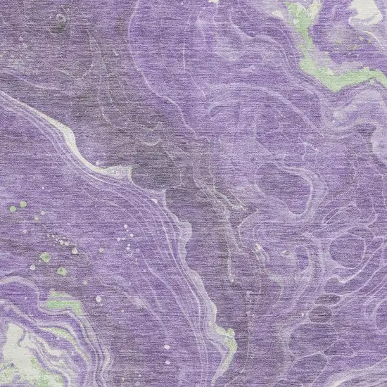Purple Mint Green And Ivory Abstract Washable Area Rug With UV Protection Photo 2