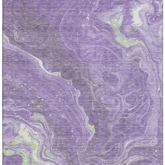 Purple Mint Green And Ivory Abstract Washable Area Rug With UV Protection Photo 3