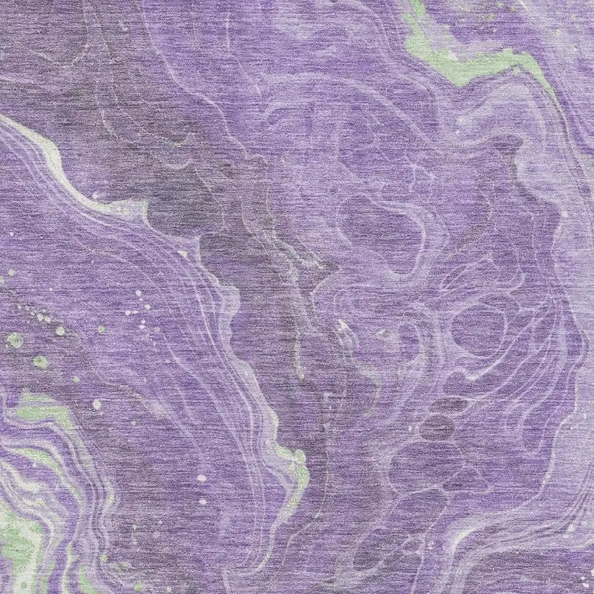Purple Mint Green And Ivory Abstract Washable Area Rug With UV Protection Photo 2