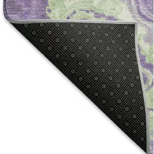 Photo of Purple Mint Green And Ivory Abstract Washable Area Rug With UV Protection