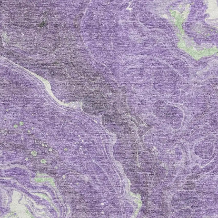 Purple Mint Green And Ivory Abstract Washable Area Rug With UV Protection Photo 2