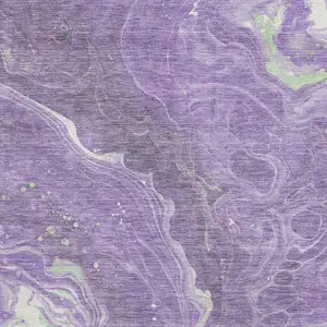 Photo of Purple Mint Green And Ivory Abstract Washable Area Rug With UV Protection