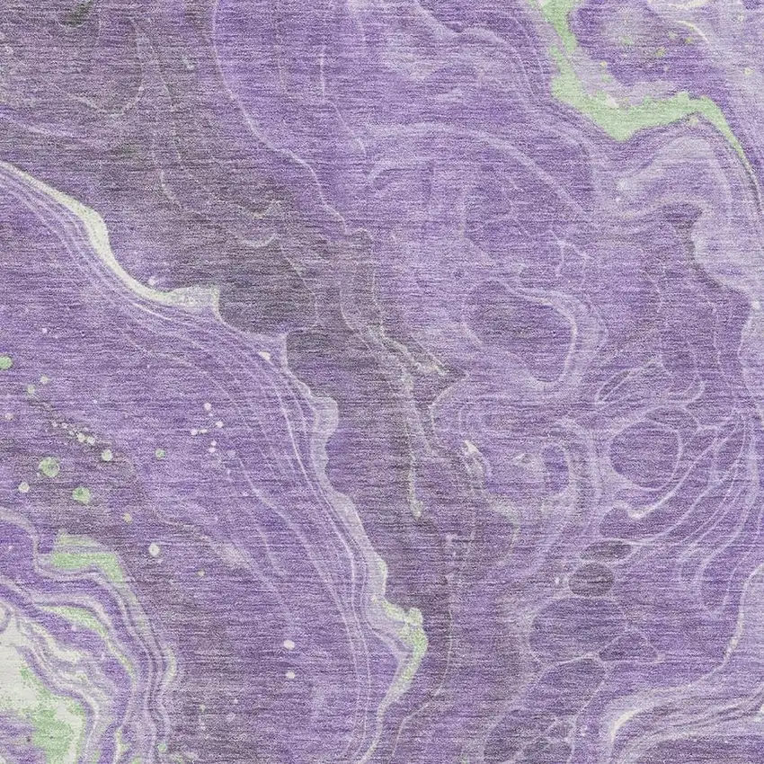 Purple Mint Green And Ivory Abstract Washable Area Rug With UV Protection Photo 2