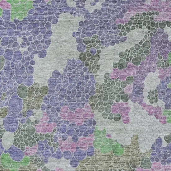 Purple Olive Green And Gray Geometric Washable Indoor Outdoor Area Rug Photo 3