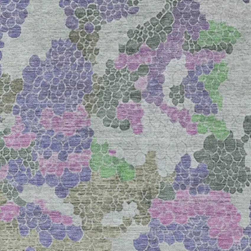 Purple Olive Green And Gray Geometric Washable Indoor Outdoor Area Rug Photo 3