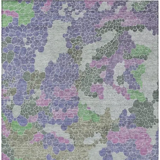 Purple Olive Green And Gray Geometric Washable Indoor Outdoor Area Rug Photo 4